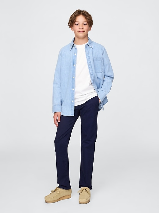 pantalon kaki stretch coupe droite pour uniforme enfant