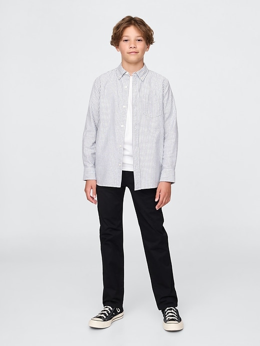 pantalon kaki stretch coupe droite pour uniforme enfant