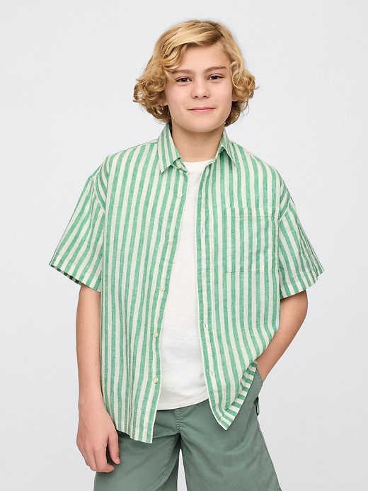 chemise décontractée en lin et coton pour enfants