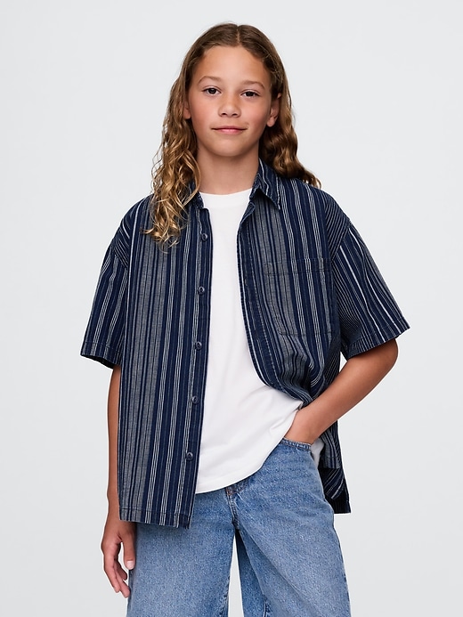 chemise à rayures indigo décontractée pour enfants