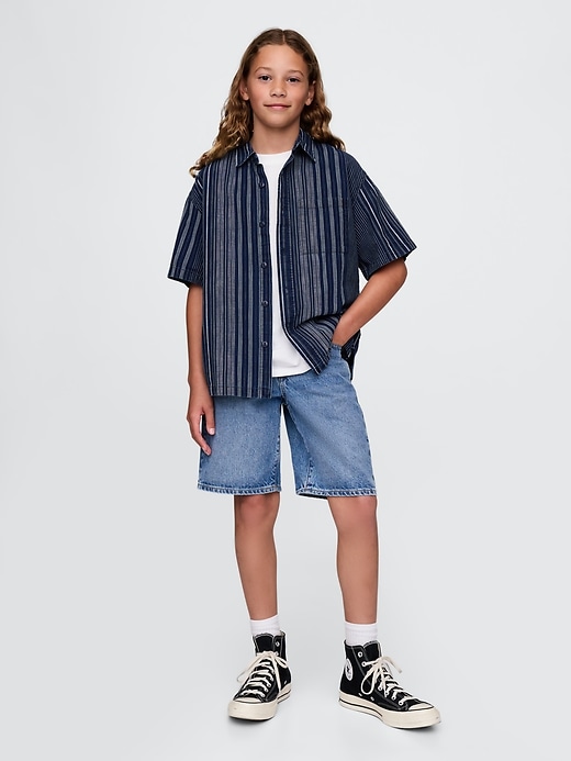 chemise à rayures indigo décontractée pour enfants