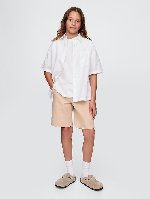 short enfant en lin et coton 8 pouces