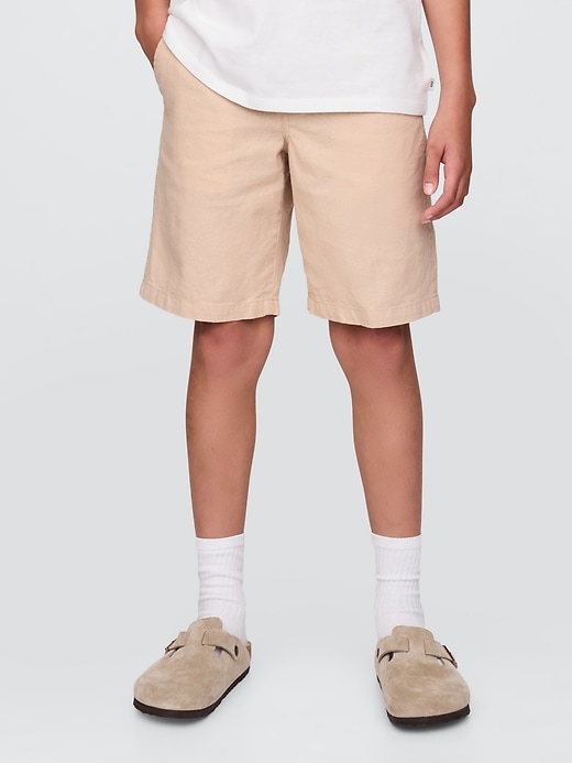 short enfant en lin et coton 8 pouces