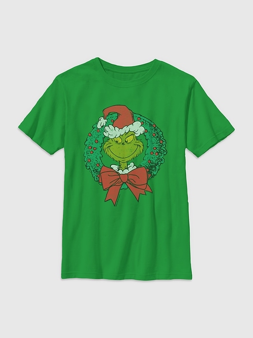 t-shirt graphique pour enfants avec couronne du grinch