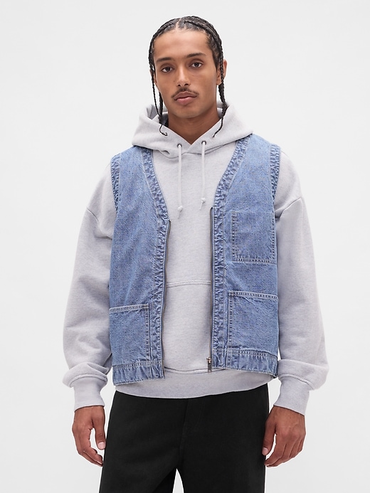 gilet utilitaire en denim épais