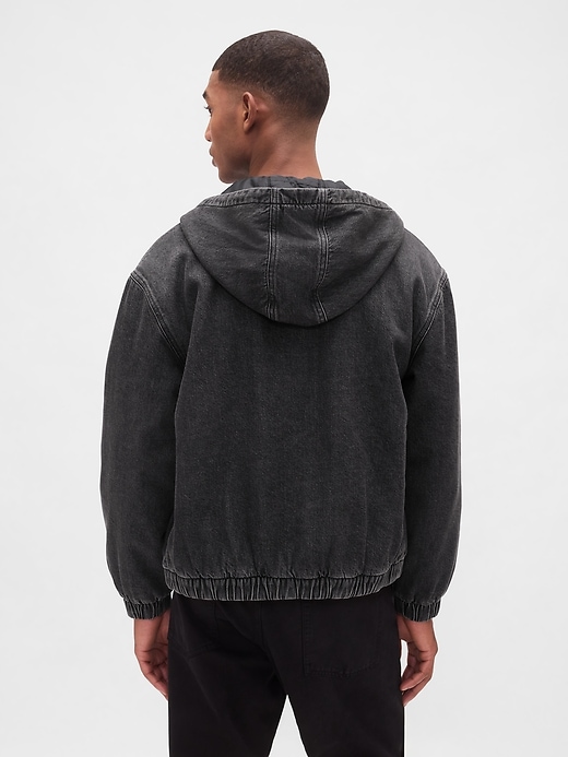 sweat à capuche zippé en denim ultra-doux doublé sherpa
