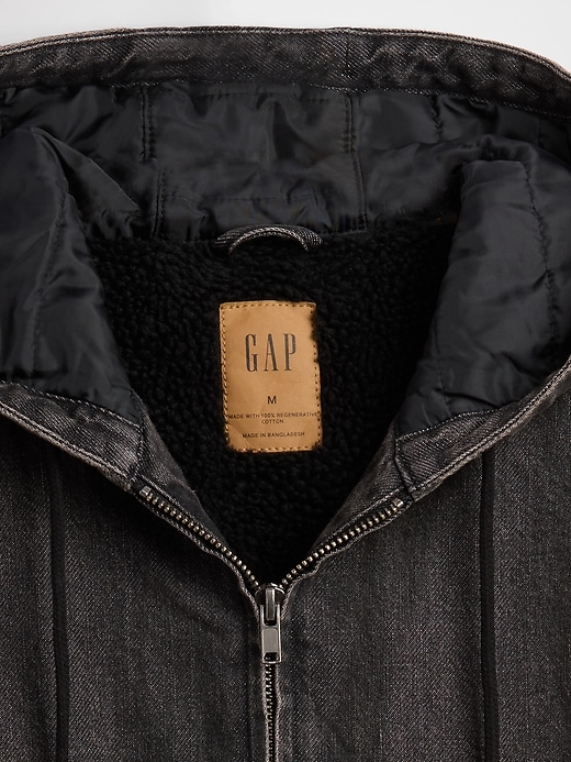 sweat à capuche zippé en denim ultra-doux doublé sherpa