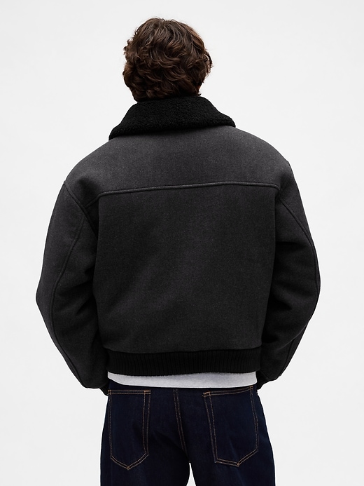 blouson bomber décontracté en laine mélangée