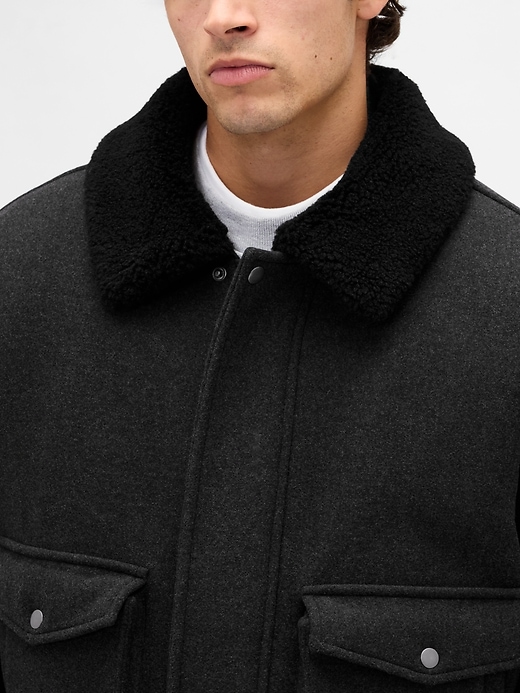 blouson bomber décontracté en laine mélangée