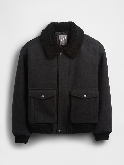blouson bomber décontracté en laine mélangée
