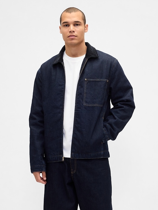 veste de travail zippée doublée en denim