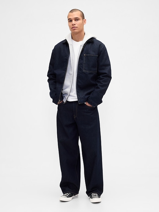 veste de travail zippée doublée en denim