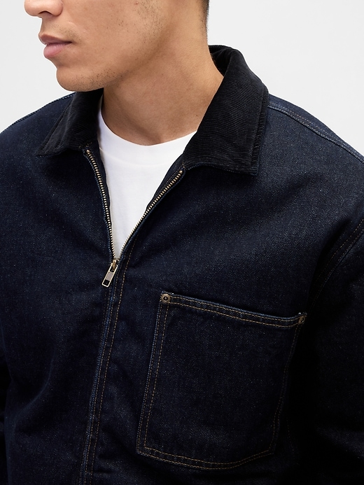 veste de travail zippée doublée en denim