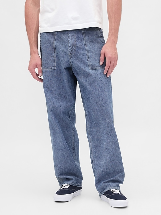 jean ample en chambray épais