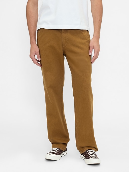 pantalon kaki utilitaire droit décontracté