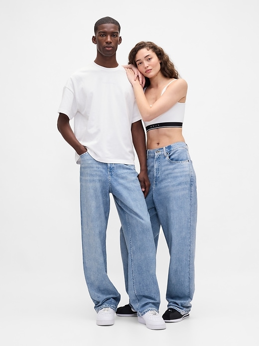 jean baggy en denim tricoté gap × bÉis