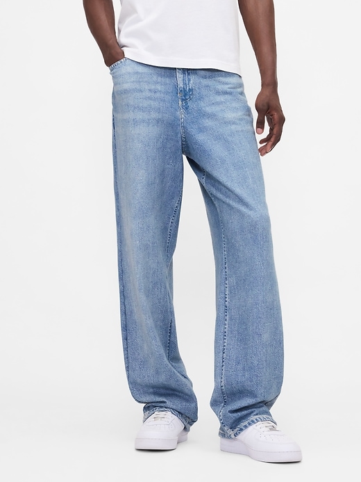 jean baggy en denim tricoté gap × bÉis