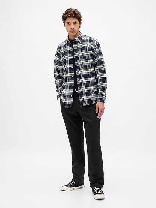 pantalon droit décontracté en laine mélangée