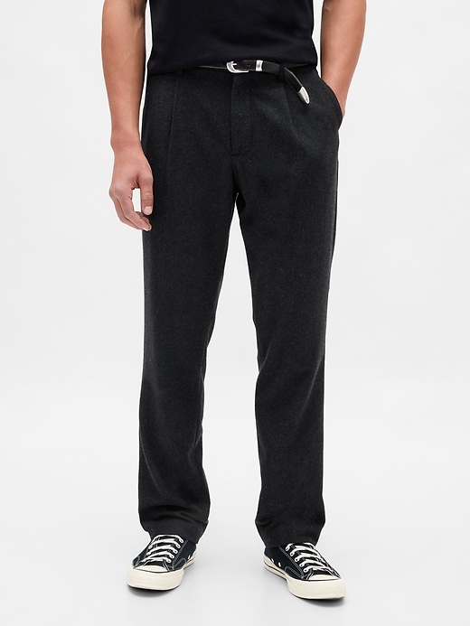 pantalon droit décontracté en laine mélangée