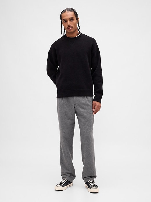 pantalon droit décontracté en laine mélangée
