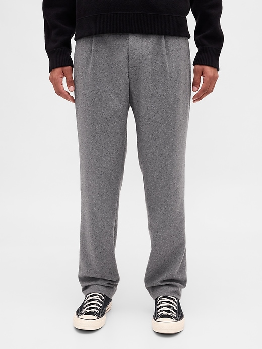 pantalon droit décontracté en laine mélangée