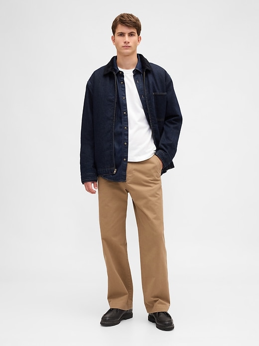 pantalon kaki ample en sergé épais des années 90