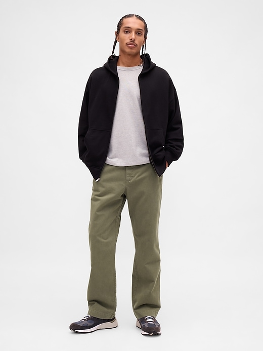 pantalon kaki ample en sergé épais des années 90