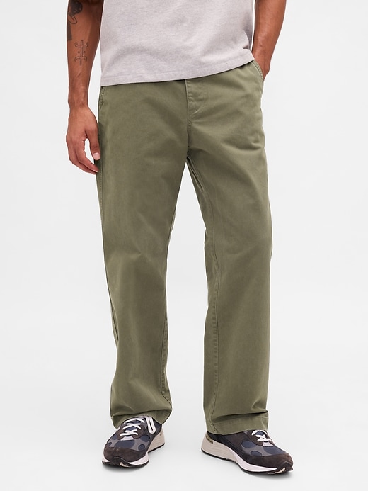 pantalon kaki ample en sergé épais des années 90