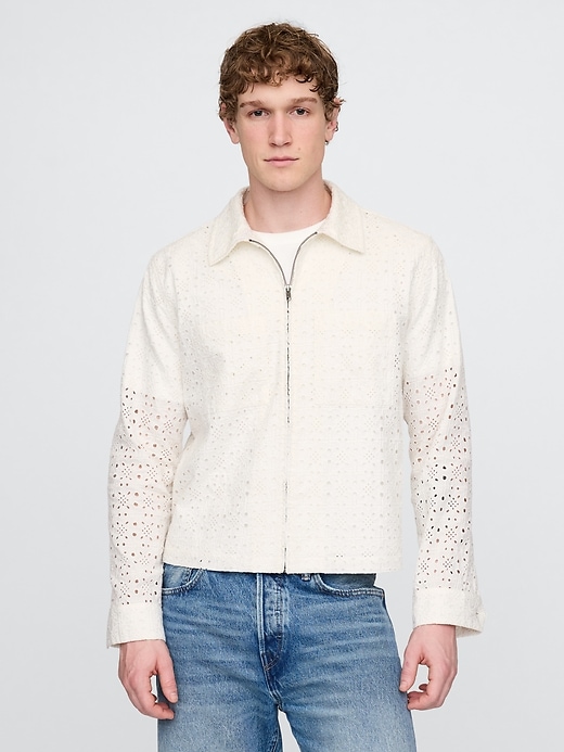 chemise à œillets en popeline avec poche zippée intégrale