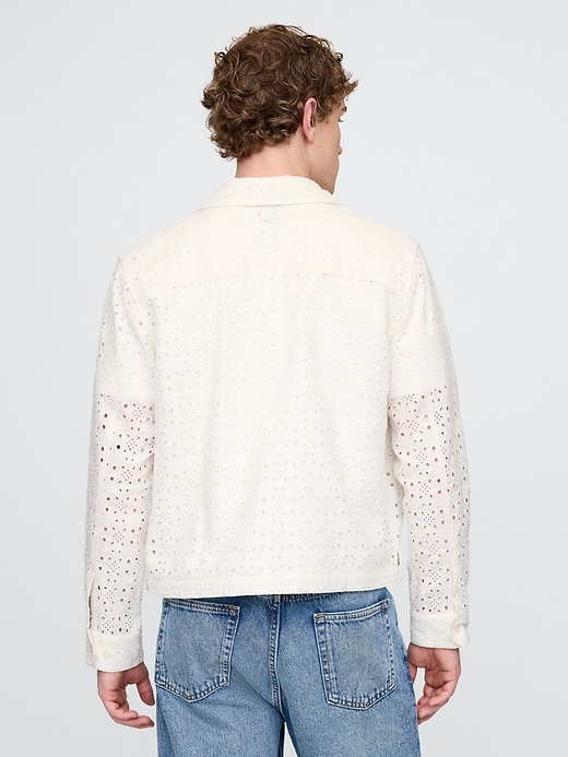 chemise à œillets en popeline avec poche zippée intégrale