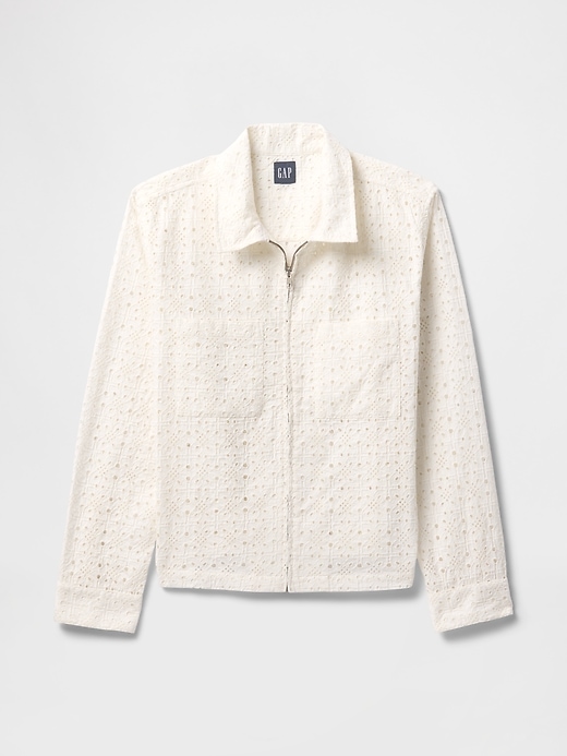 chemise à œillets en popeline avec poche zippée intégrale