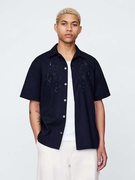 chemise en popeline à œillets