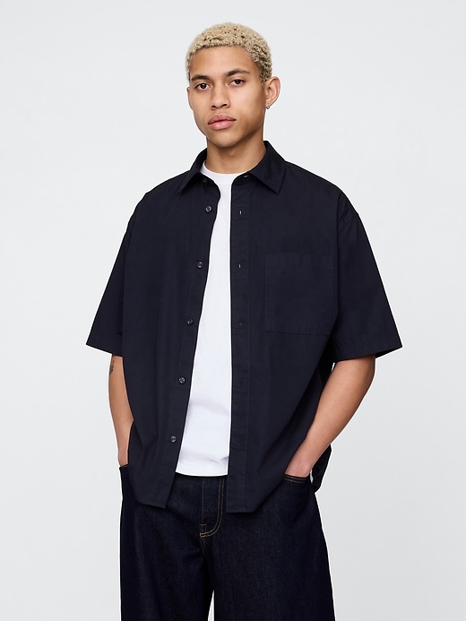 chemise oversize en popeline de coton biologique