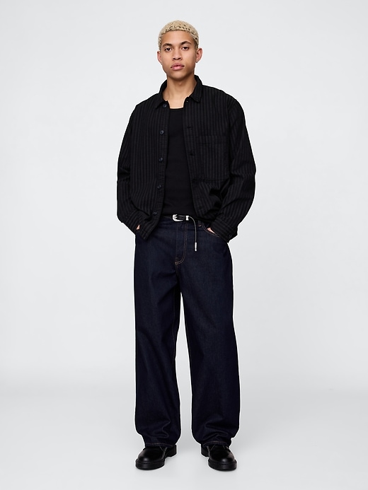 veste chemise à rayures en denim
