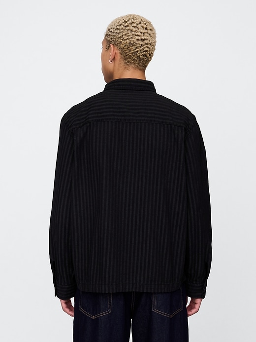 veste chemise à rayures en denim