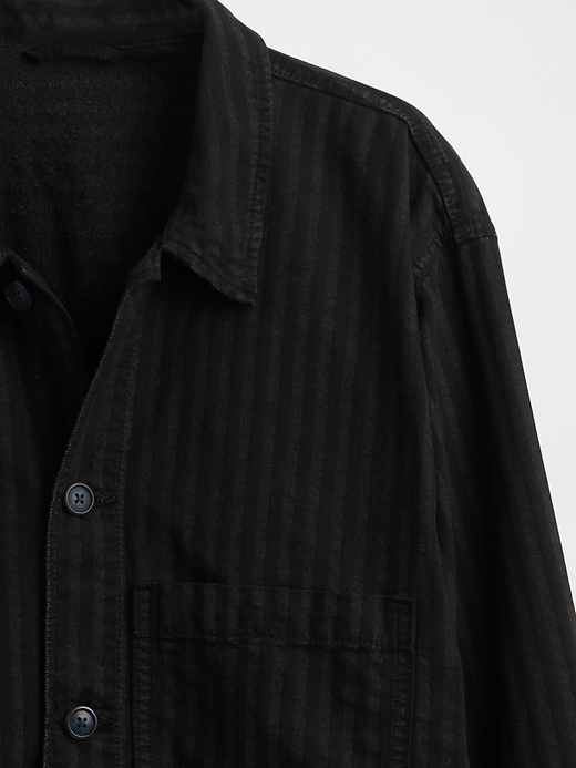 veste chemise à rayures en denim