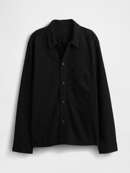 veste chemise à rayures en denim