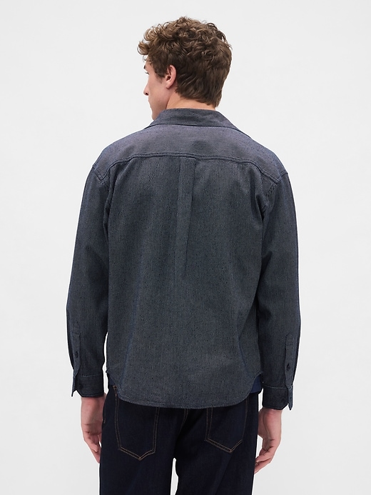 chemise grande taille à rayures en denim