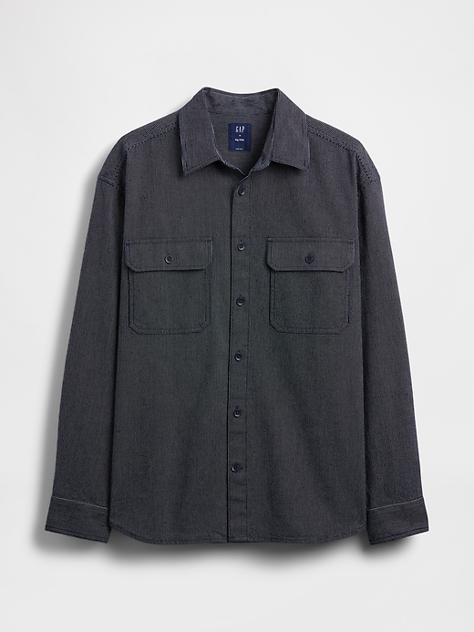 chemise grande taille à rayures en denim