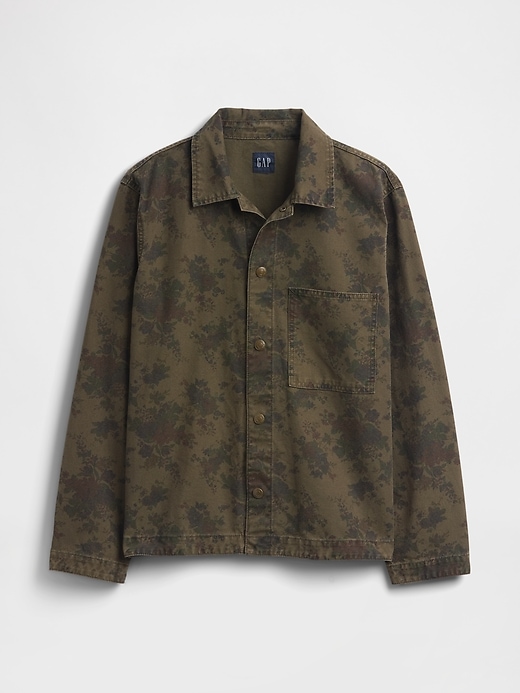 surchemise en denim à motif floral en toile