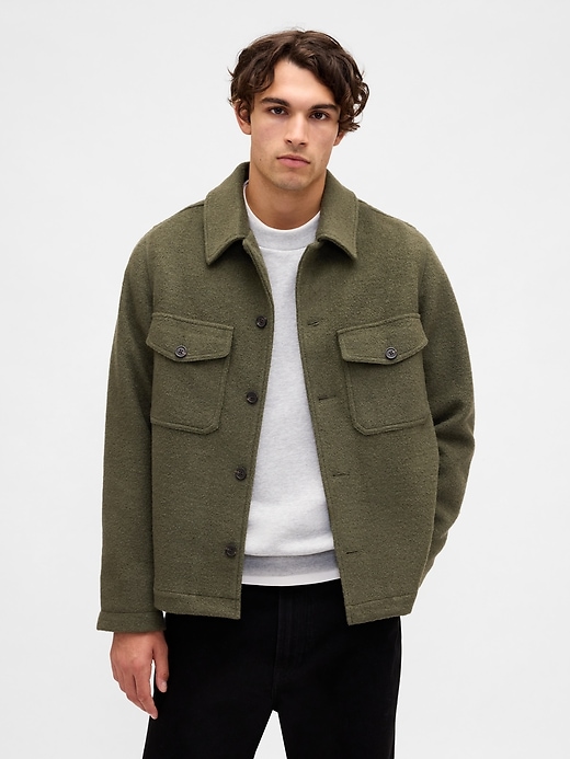 veste chemise décontractée en laine mélangée