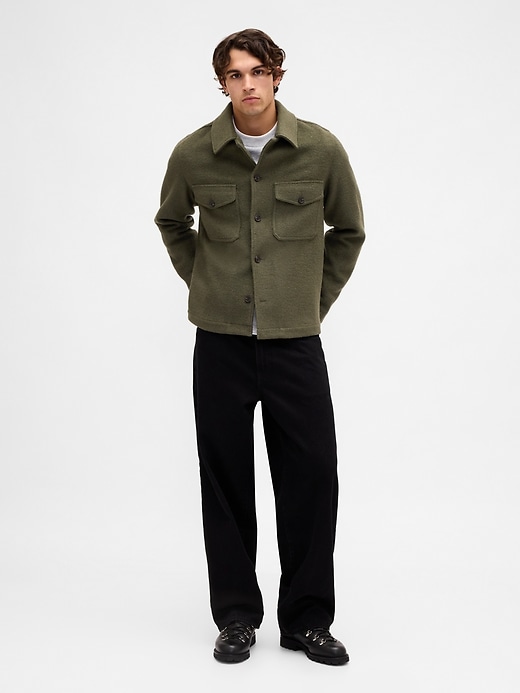 veste chemise décontractée en laine mélangée