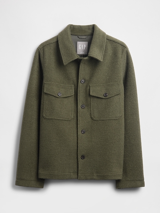 veste chemise décontractée en laine mélangée