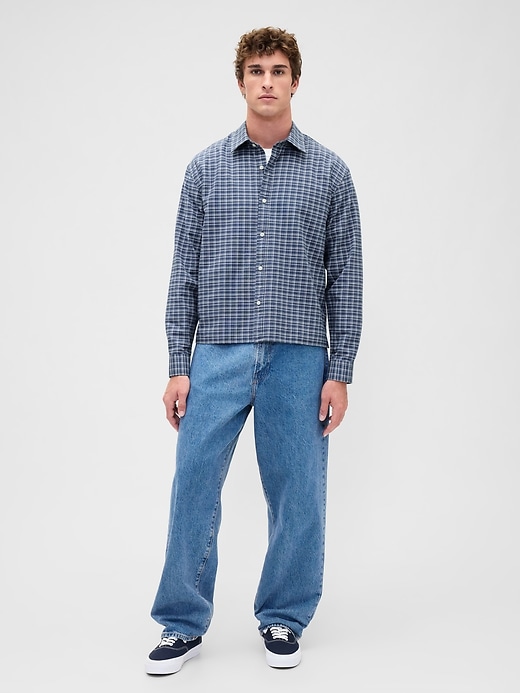 chemise oxford décontractée à ourlet droit