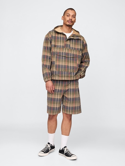 short décontracté en toile à carreaux