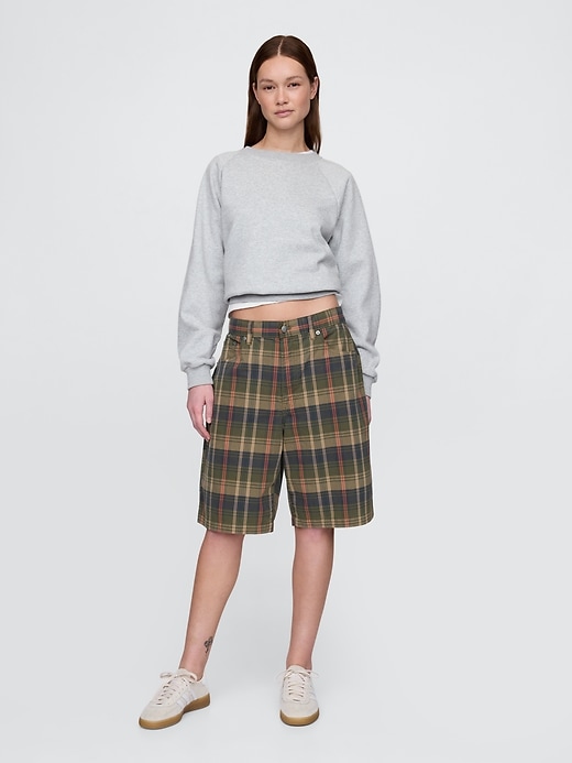 short décontracté en toile à carreaux