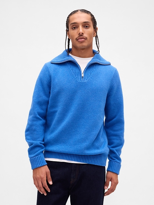 pull cashsoft à col zippé au quart