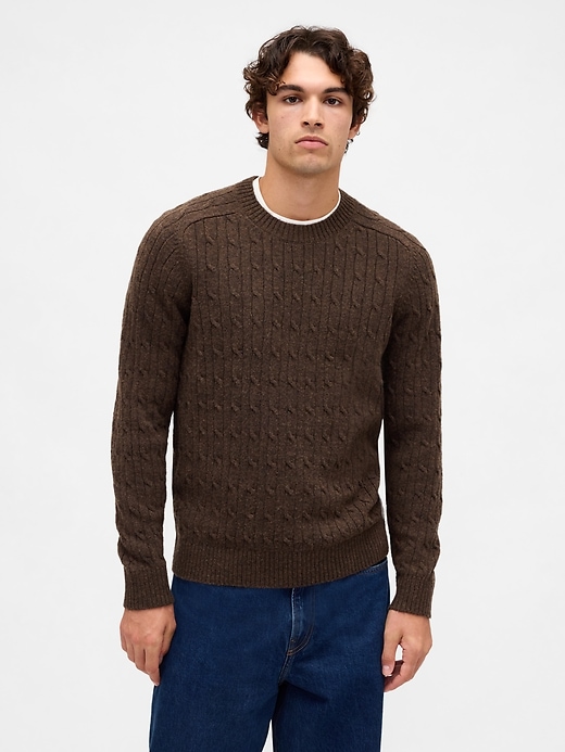 pull en maille torsadée en laine mérinos mélangée