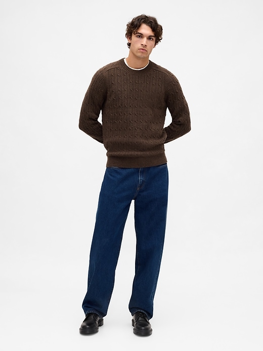 pull en maille torsadée en laine mérinos mélangée