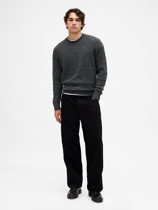 pull en maille torsadée en laine mérinos mélangée